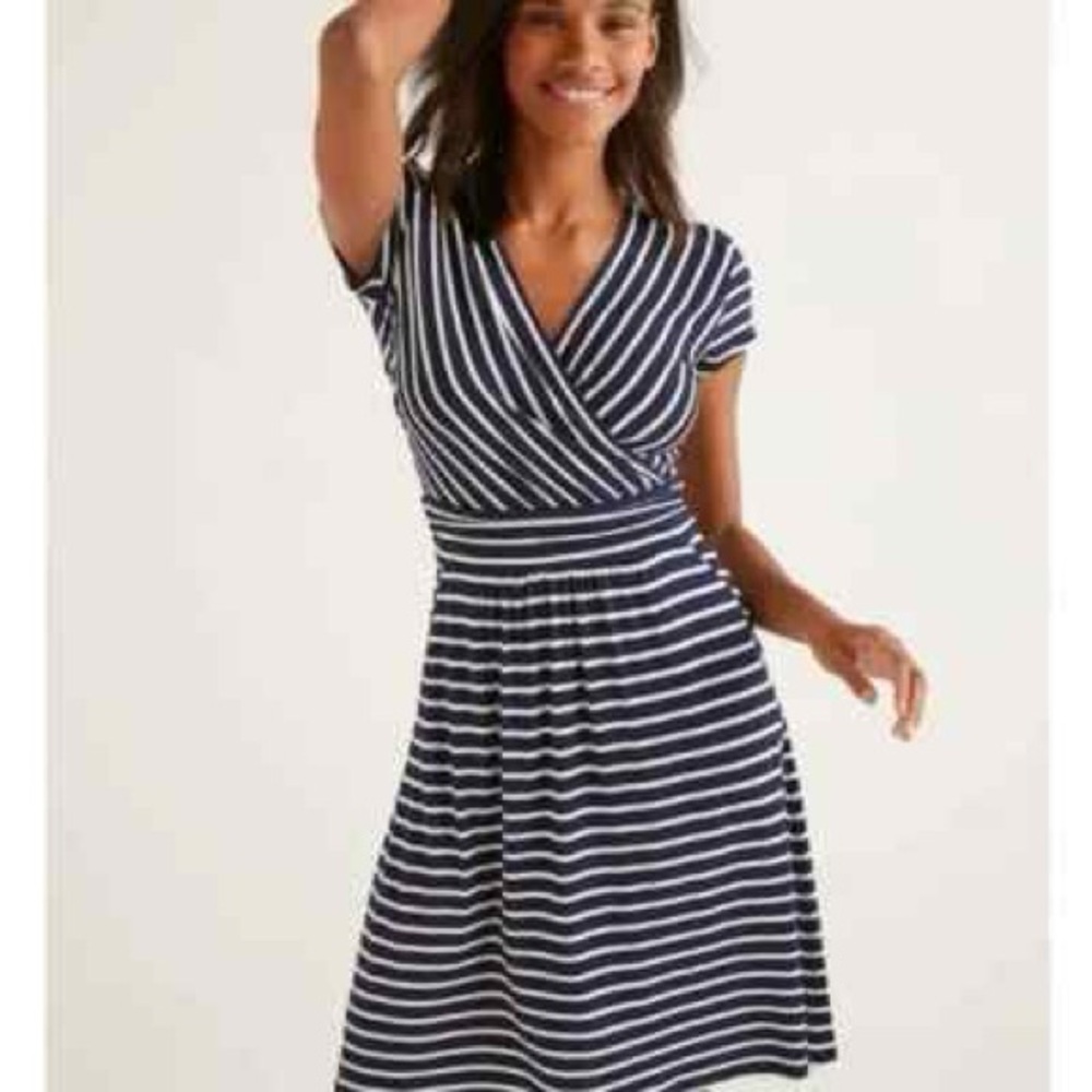Boden Black and White Striped Dress